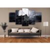 Halloween Haunted House Full Moon - Halloween 5 Panel Canvas Art Wall Decor