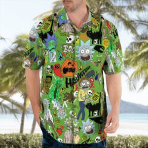 Halloween Rick And Morty Pattern Hawaiian Shirt