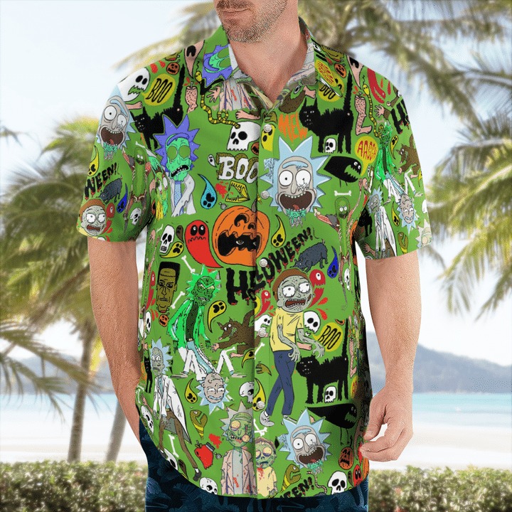 Halloween Rick And Morty Pattern Hawaiian Shirt Halloween Rick And Morty Pattern Hawaiian Shirt