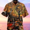 Halloween Skeleton And Pumpkin Hawaiian Shirt