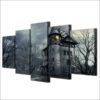 Halloween Spooky Grey Castle - Abstract 5 Panel Canvas Art Wall Decor