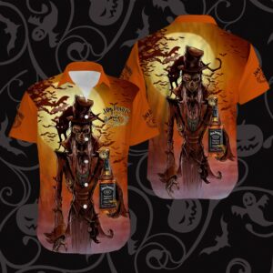 Halloween Sunset Skeleton Jack Daniel’S Hawaiian Shirt