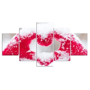 Handing Heart Winter Snow - Abstract 5 Panel Canvas Art Wall Decor