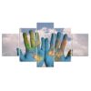 Hands World Map - World Map 5 Panel Canvas Art Wall Decor