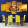 Hanuman Gold - Religion 5 Panel Canvas Art Wall Decor