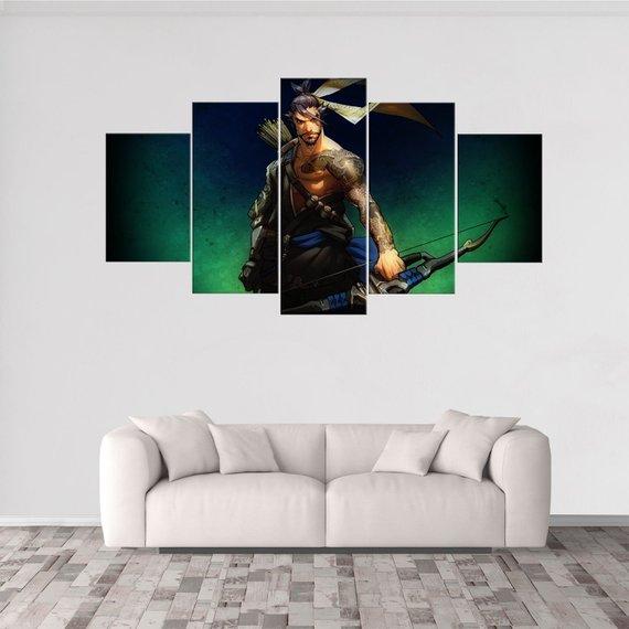 Hanzo Overwatch - Gaming 5 Panel Canvas Art Wall Decor Hanzo Overwatch - Gaming 5 Panel Canvas Art Wall Decor