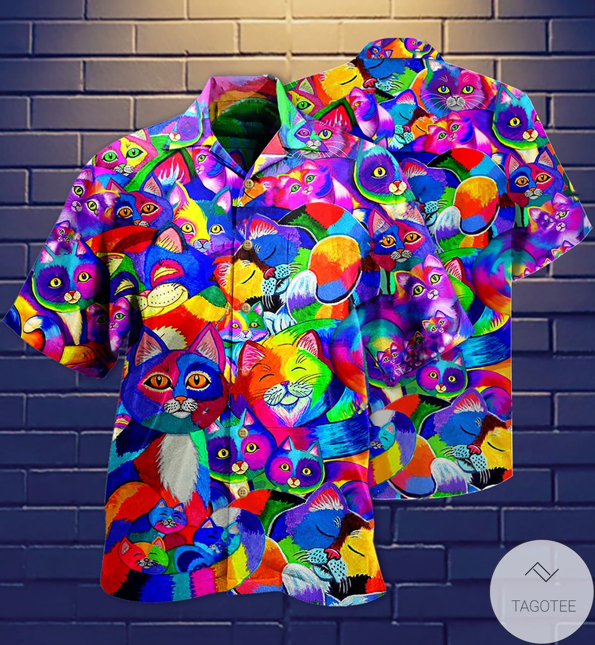 Happy Cat Rainbow Color Hawaiian Shirt Happy Cat Rainbow Color Hawaiian Shirt