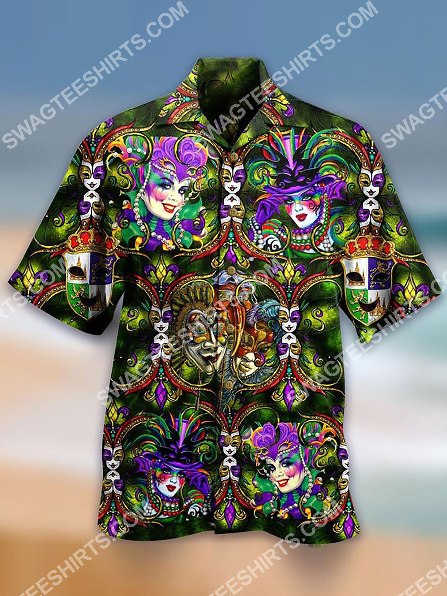 Happy Mardi Gras All Over Printing Hawaiian Shirt Happy Mardi Gras All Over Printing Hawaiian Shirt