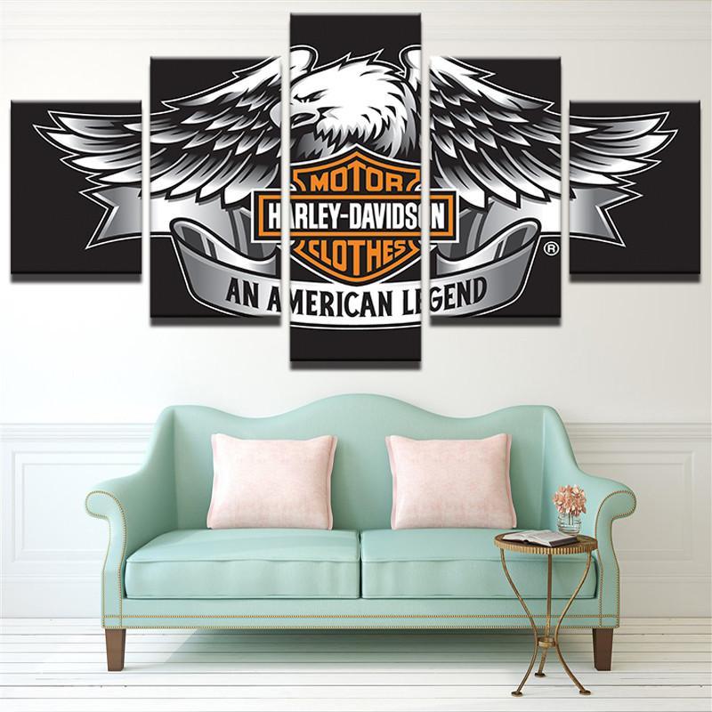 Harley Davidson American Legend Clothes Car & Motor - 5 Panel Canvas Art Wall Decor Harley Davidson American Legend Clothes Car & Motor - 5 Panel Canvas Art Wall Decor