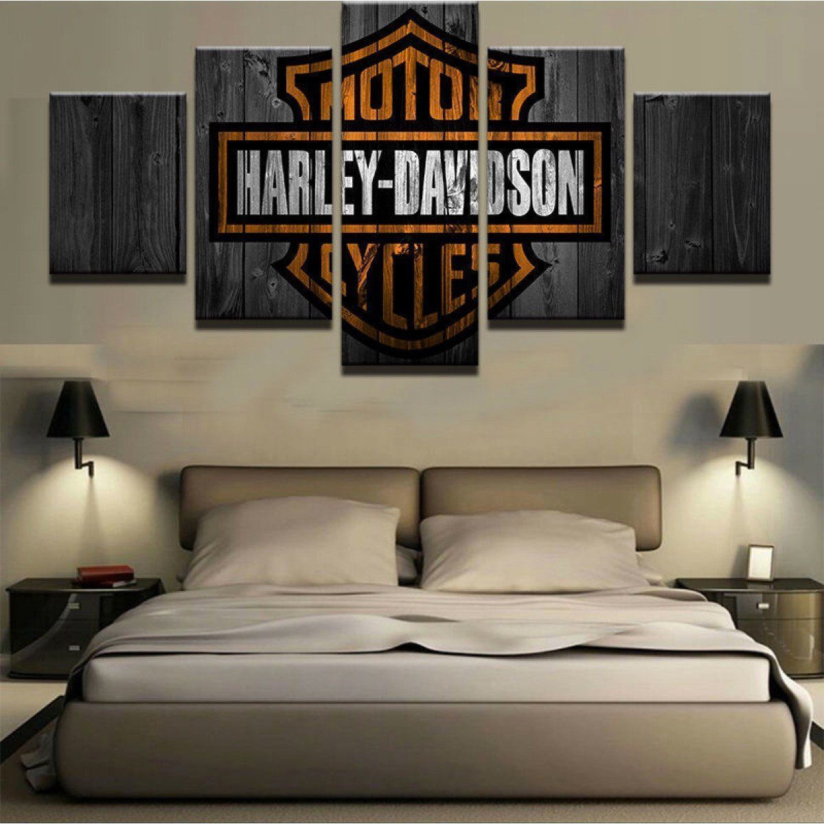 Harley Davidson Car & Motor - 5 Panel Canvas Art Wall Decor Harley Davidson Car & Motor - 5 Panel Canvas Art Wall Decor