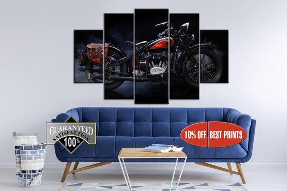 Harley Davidson Classic Motorcycle Classic Bike - Automative 5 Panel Canvas Art Wall Decor Harley Davidson Classic Motorcycle Classic Bike - Automative 5 Panel Canvas Art Wall Decor