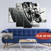 Harley Davidson Classic Motorcycle - Automative 5 Panel Canvas Art Wall Decor