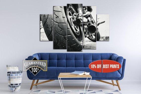 Harley Davidson Classic Motorcycle - Automative 5 Panel Canvas Art Wall Decor Harley Davidson Classic Motorcycle - Automative 5 Panel Canvas Art Wall Decor