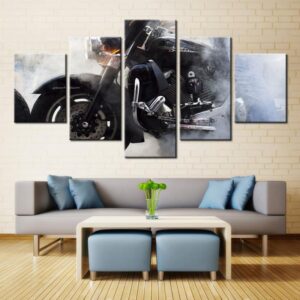 Harley Davidson Motorcycle Smoke - Sport 5 Panel Canvas Art Wall Decor