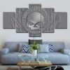 Harley-Davidson Motorcycle Willie G Skull Logo With Harley-Davidson Car & Motor - 5 Panel Canvas Art Wall Decor