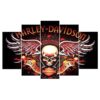 Harley Davidson Skull Car & Motor - 5 Panel Canvas Art Wall Decor