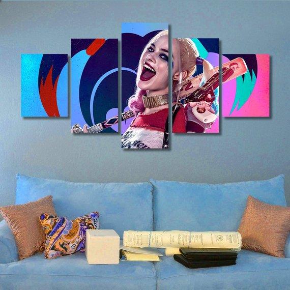 Harley Quinn - Famous Person 5 Panel Canvas Art Wall Decor Harley Quinn - Famous Person 5 Panel Canvas Art Wall Decor