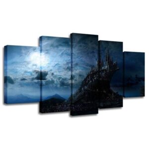 Harry Potter Castles 7 - Movie 5 Panel Canvas Art Wall Decor