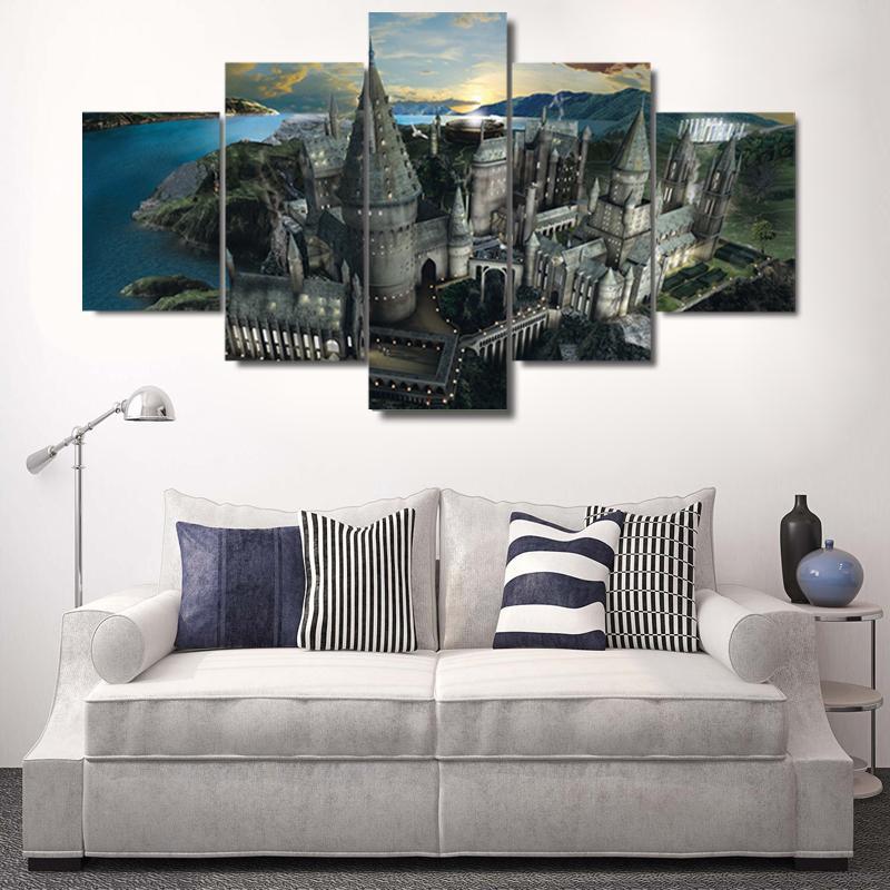 Harry Potter Hogwarts Sunset - Movie 5 Panel Canvas Art Wall Decor Harry Potter Hogwarts Sunset - Movie 5 Panel Canvas Art Wall Decor