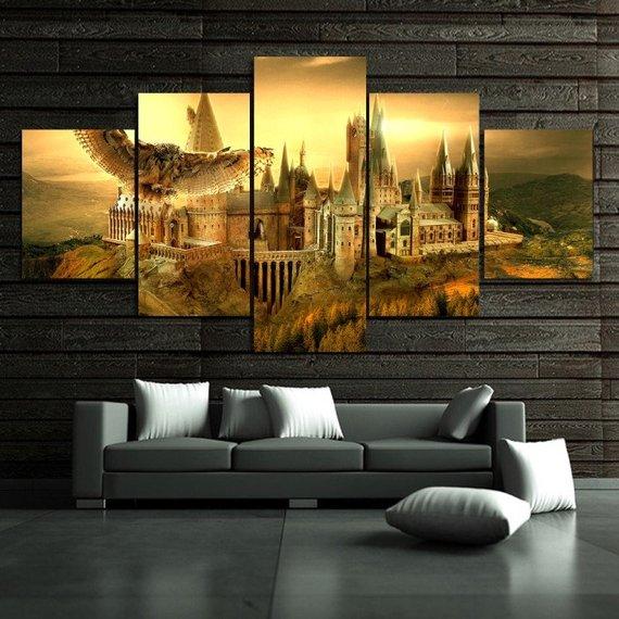 Harry Potter Poster Hogwarts Castle - Movie 5 Panel Canvas Art Wall Decor Harry Potter Poster Hogwarts Castle - Movie 5 Panel Canvas Art Wall Decor