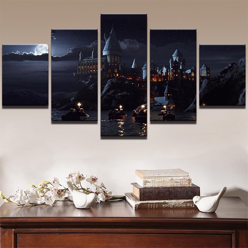 Harry Potter School Castle - Movie 5 Panel Canvas Art Wall Decor Harry Potter School Castle - Movie 5 Panel Canvas Art Wall Decor