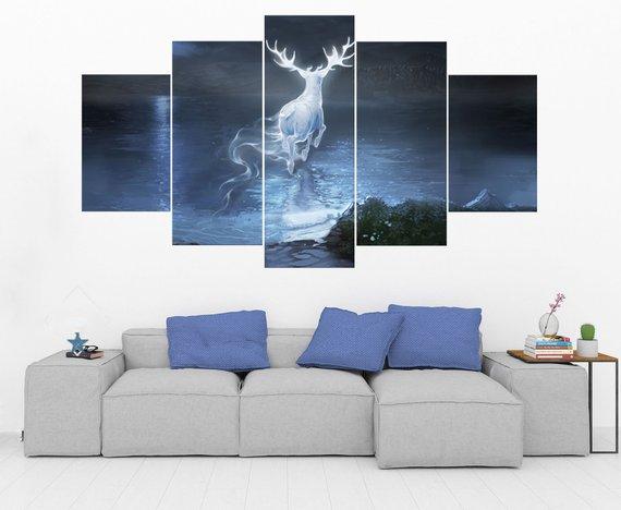 Harry Potter Stag Patronus - Movie 5 Panel Canvas Art Wall Decor Harry Potter Stag Patronus - Movie 5 Panel Canvas Art Wall Decor