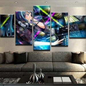 Hatsune Miku - Anime 5 Panel Canvas Art Wall Decor
