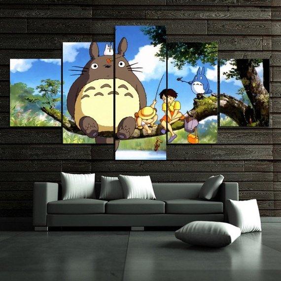 Hayao Miyazaki My Neighbor Totoro - Anime 5 Panel Canvas Art Wall Decor Hayao Miyazaki My Neighbor Totoro - Anime 5 Panel Canvas Art Wall Decor