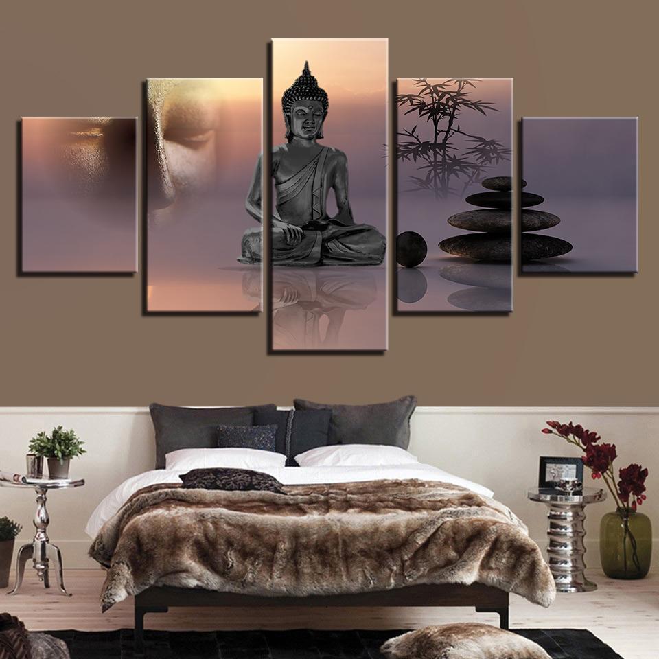 Hd Ation Statue Of Buddha Stone Buddha - Religion 5 Panel Canvas Art Wall Decor Hd Ation Statue Of Buddha Stone Buddha - Religion 5 Panel Canvas Art Wall Decor