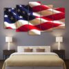 Hd Printed American Flag Usa - Abstract 5 Panel Canvas Art Wall Decor