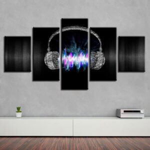 Headset Music - Music 5 Panel Canvas Art Wall Decor