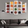 Healthy Selection Of Food In Porcelain Bowls - Kitchen 5 Panel Canvas Art Wall Decor