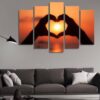 Heart Before Sunset - Abstract 5 Panel Canvas Art Wall Decor