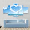 Heart Of Clouds On Sky - Nature 5 Panel Canvas Art Wall Decor