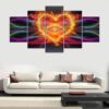 Heart Of Fire - Abstract 5 Panel Canvas Art Wall Decor