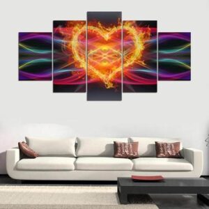 Heart Of Fire - Abstract 5 Panel Canvas Art Wall Decor