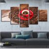 Heart Shape Coffee Beans - Nature 5 Panel Canvas Art Wall Decor