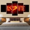 Heart Shape Love Letters - Abstract 5 Panel Canvas Art Wall Decor
