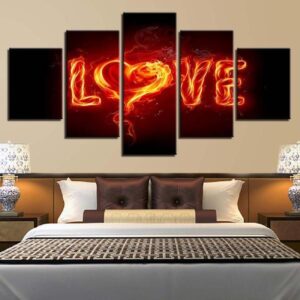 Heart Shape Love Letters - Abstract 5 Panel Canvas Art Wall Decor
