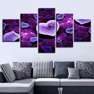 Heart Shape - Abstract 5 Panel Canvas Art Wall Decor
