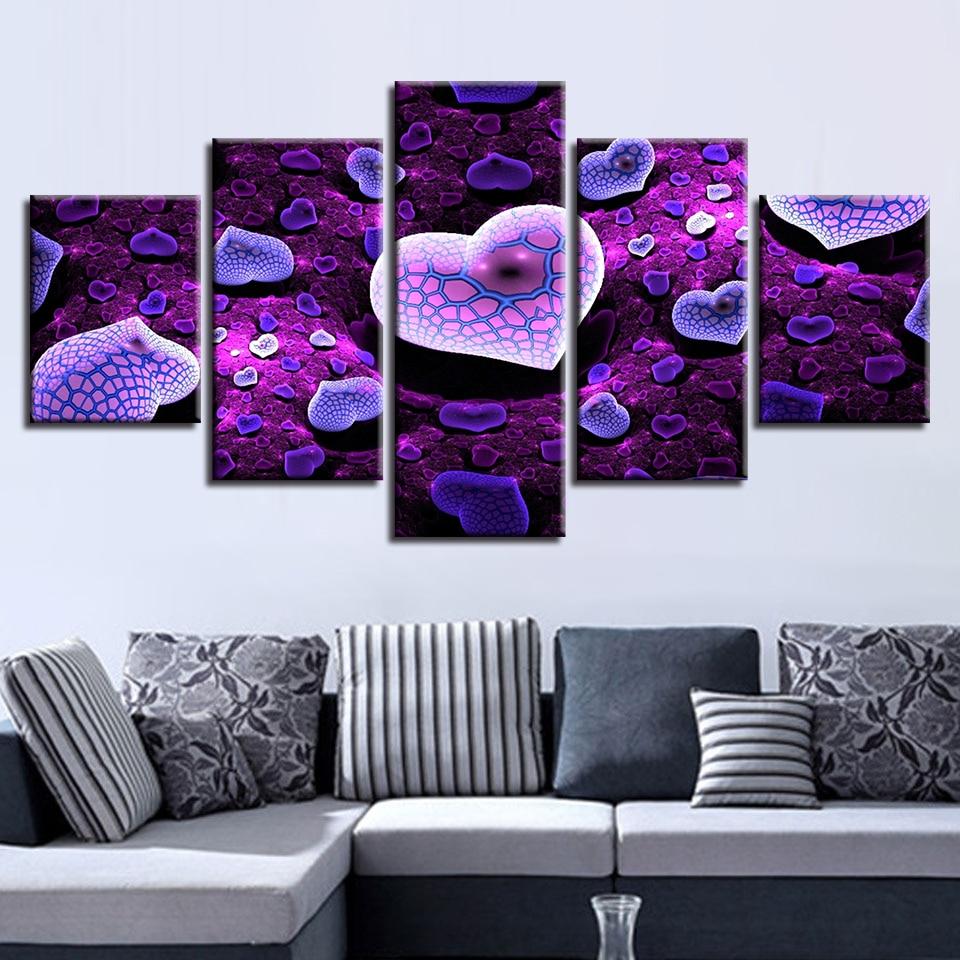 Heart Shape - Abstract 5 Panel Canvas Art Wall Decor Heart Shape - Abstract 5 Panel Canvas Art Wall Decor