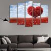 Heart Tree - Abstract 5 Panel Canvas Art Wall Decor