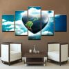 Hearth Shaped Earth - Abstract 5 Panel Canvas Art Wall Decor