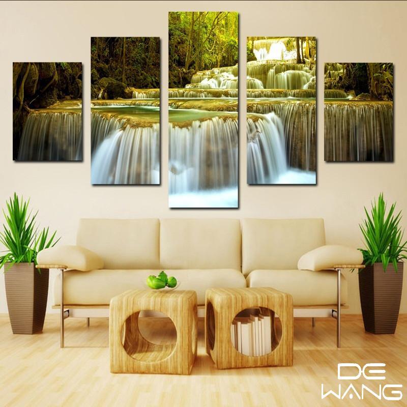 Heaven Waterfall - Nature 5 Panel Canvas Art Wall Decor Heaven Waterfall - Nature 5 Panel Canvas Art Wall Decor