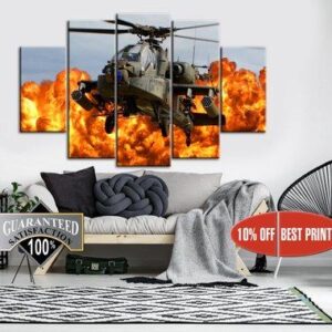 Helicopter - Airplane 5 Panel Canvas Art Wall Decor