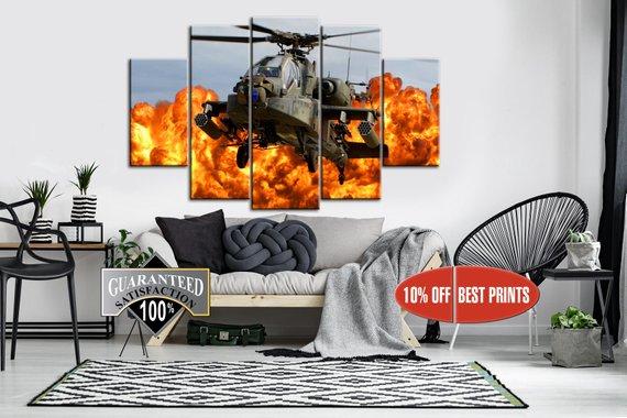 Helicopter - Airplane 5 Panel Canvas Art Wall Decor Helicopter - Airplane 5 Panel Canvas Art Wall Decor