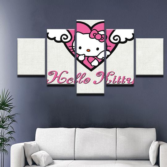 Hello Kitty - Abstract 5 Panel Canvas Art Wall Decor Hello Kitty - Abstract 5 Panel Canvas Art Wall Decor