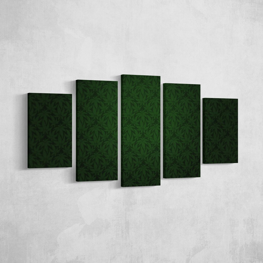 Herbal Leafs - Abstract 5 Panel Canvas Art Wall Decor Herbal Leafs - Abstract 5 Panel Canvas Art Wall Decor