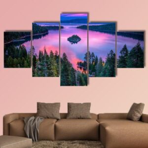High Angle View Of Lake Tahoe - Nature 5 Panel Canvas Art Wall Decor