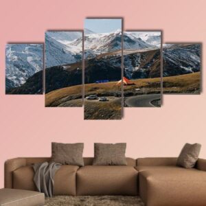 High Mountains Covered With White Snow - Nature 5 Panel Canvas Art Wall Decor